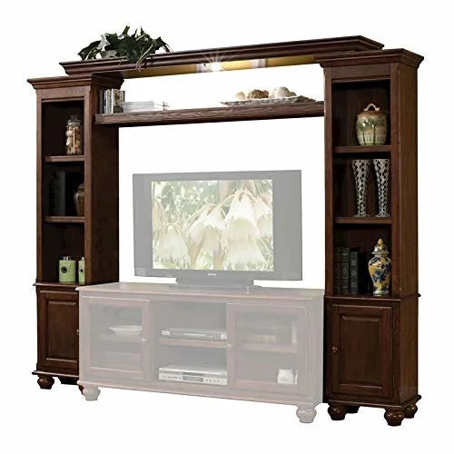 Acme Furniture Dita Entertainment Center with 2 Side Piers and Shelf Bridge in Walnut Finish