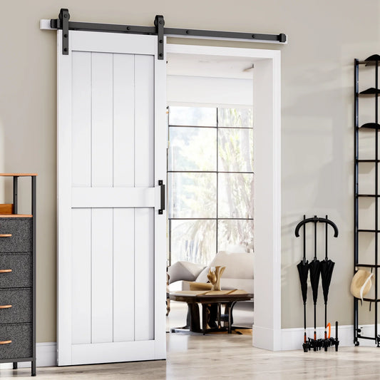 Dextrus H-Style Solid Core Barn Door with Installation Hardware Kit