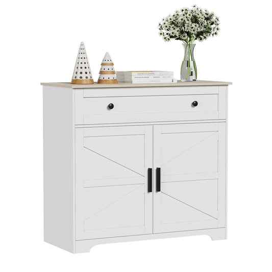 ELECWISH 35" Kitchen Buffet Storage Cabinet Coffee Bar Adjustable Shelf Console Sideboard Modern Coffee Bar Console Cabinet for Kitchen, Dining Room, Bathroom, Entryway, White